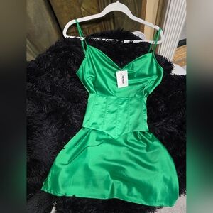 NWT Heiress Beverly Hills Emerald Green Corset Slip Dress SZ. M